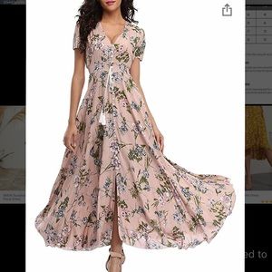 Pink Floral Maxi Dress